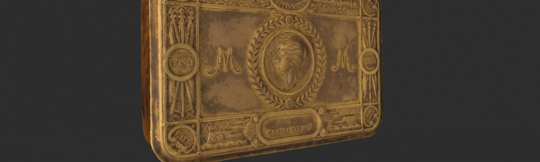 Screenshot of 3D model of the Princess Mary Tin Gift in Cabinet